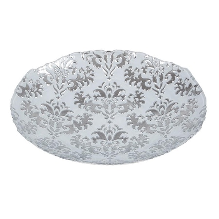 American Granby Damask 16 in. White Silver Shallow Bowl 7733-2